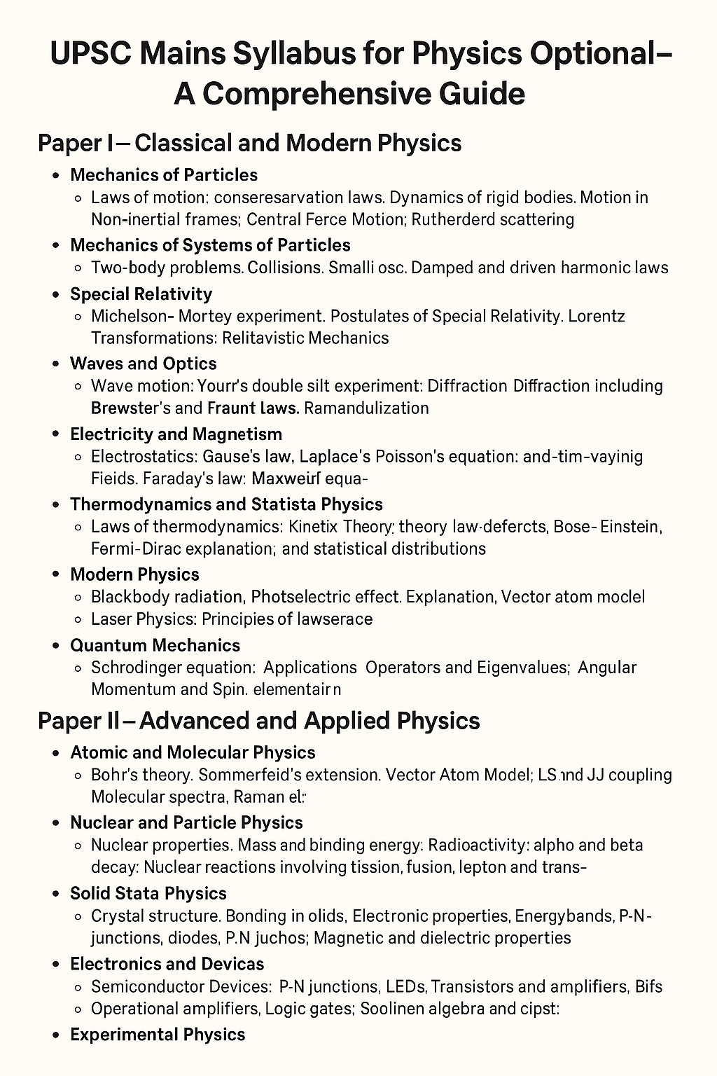 UPSC Mains Syllabus for Physics Optional – A Comprehensive Guide